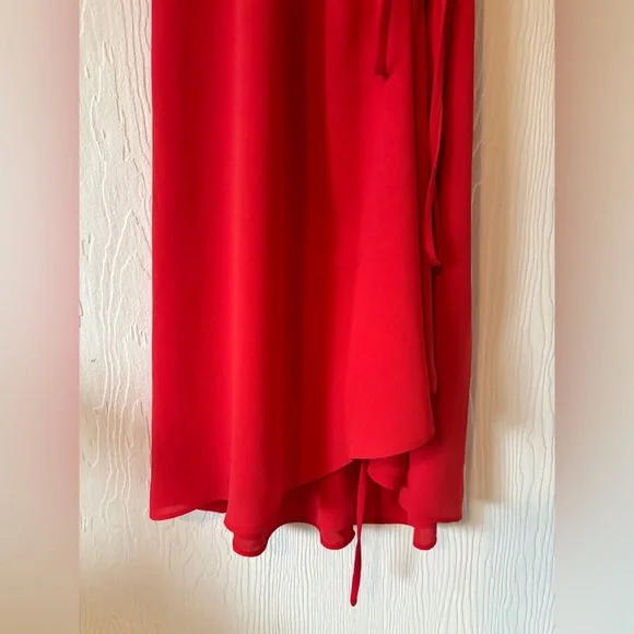 Babaton Aritzia Wallace Red Wrap Short Sleeve Mini Dress - Picture 8 of 14
